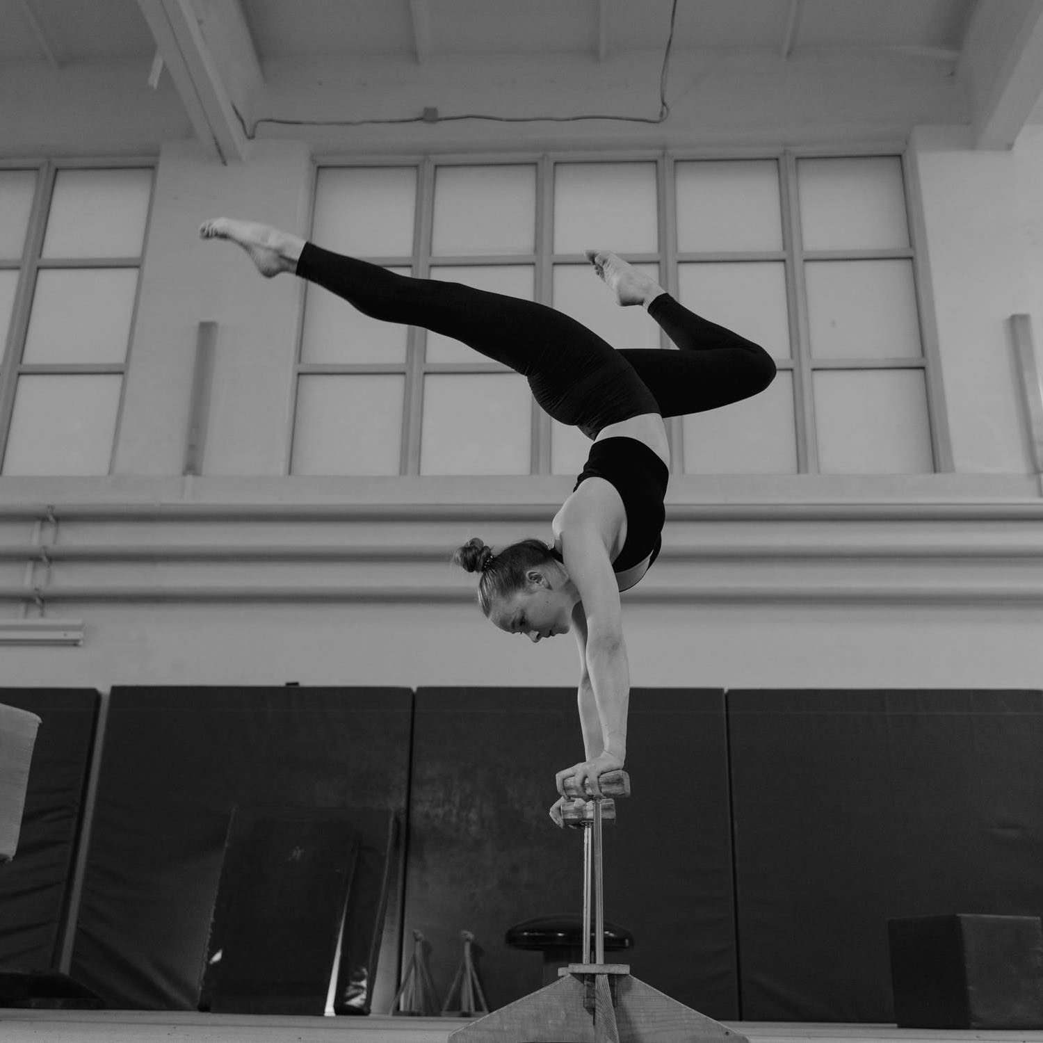 Woman on balance beam